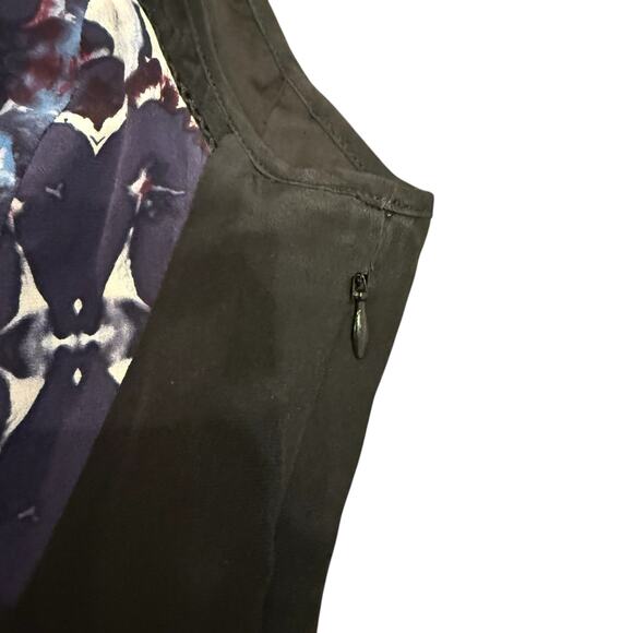 Rebecca Taylor Black Watercolor Print Silk Sleeveless Dress 4 - Picture 3 of 7